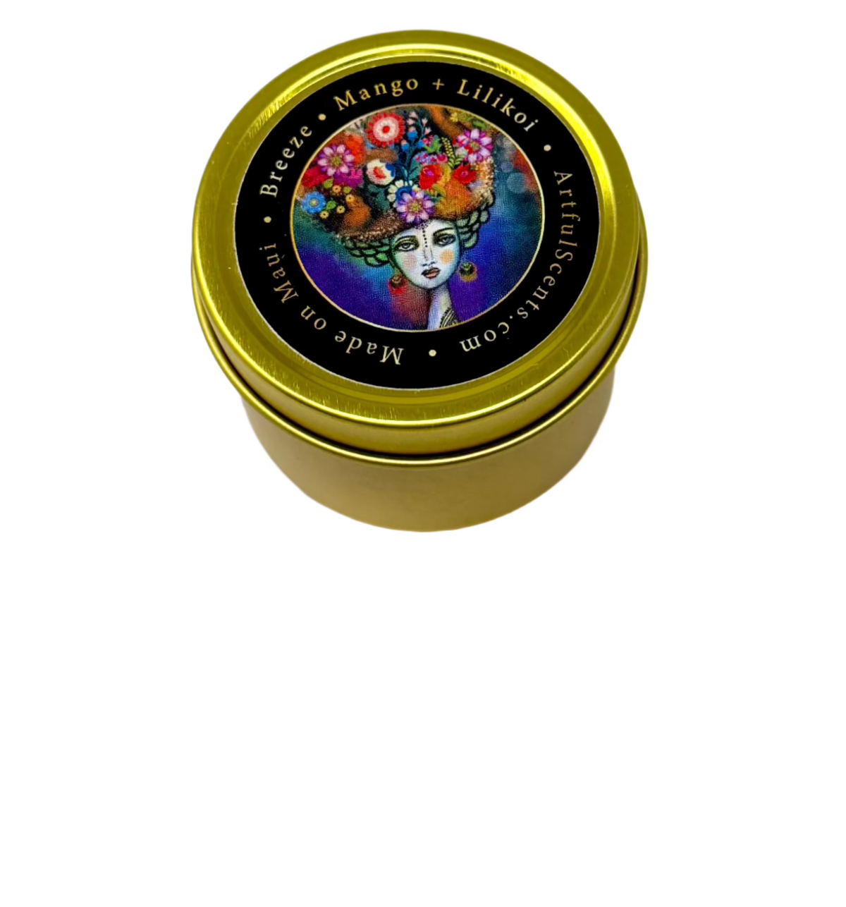 Soy Candle Mini Tin Candle Artful Scents | Maui, HI BREEZE - Mango + Rose 
