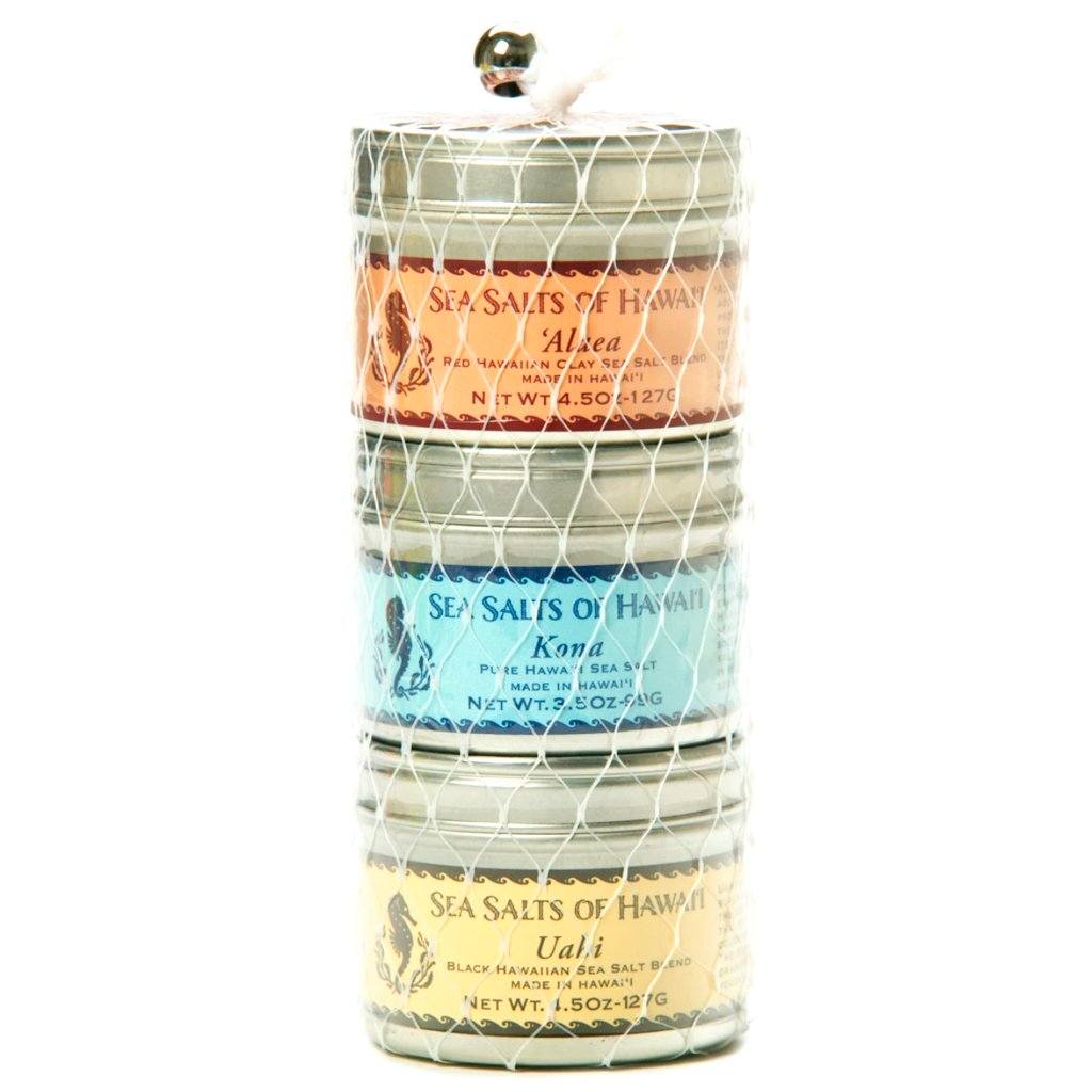 Three-Tin 100% Hawaiian Sea Salt Gift Package Aloha Boxed Hawai&#39;i 