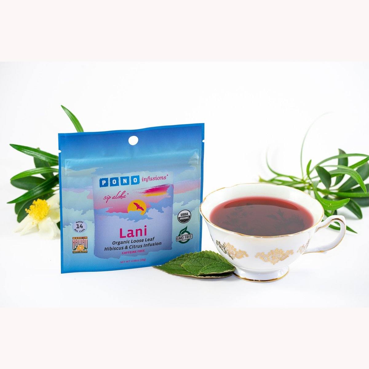 Lani Organic Hibiscus &amp; Citrus Tea (Caffeine Free) Tea Pono Infusions | Maui, HI 